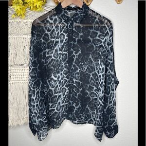 Religion Black Leopard Sheet Blouse XS